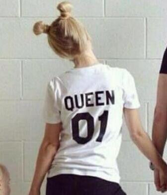 New Family King Queen Letter Print Shirt,100% Cotton tshirt Mother and Daughter father Son Clothes Matching Princess Prince 1-6Y