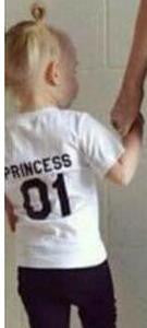 New Family King Queen Letter Print Shirt,100% Cotton tshirt Mother and Daughter father Son Clothes Matching Princess Prince 1-6Y