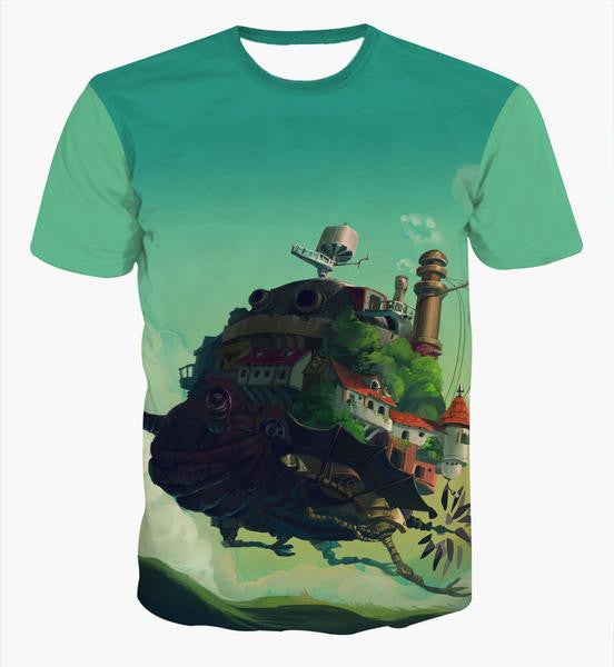 Classic Anime Castle in the Sky T-shirt Men Women Summer Casual tee shirt Hipster 3D t shirt Cute Cartoon tshirts tees