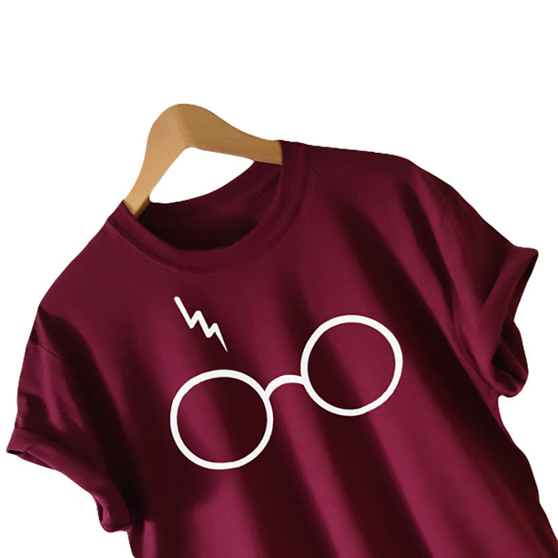 2016 New Womens Harry Potter Lightning Glasses Printed T-shirt Tees Harajuku Tshirt Plus Big Size S-xl