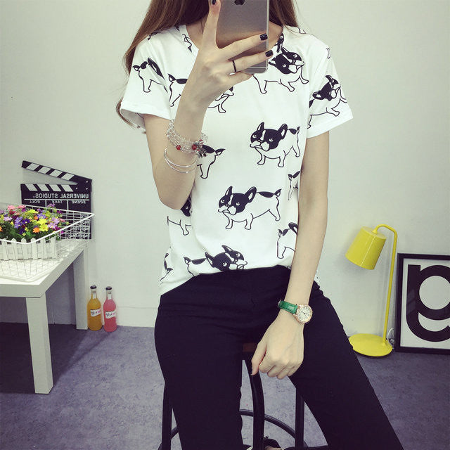 Summer New cute dog printed fashion clothes T-shirts for women tee shirt femme camisetas poleras tshirt female t shirts tops