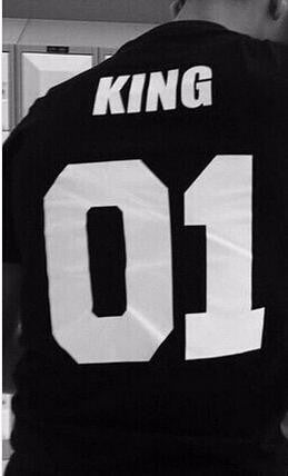 Valentine t Shirt Woman Cotton King Queen 01 Funny Letter Print Couples Leisure T-shirt Man Tshirt Short Sleeve O neck Princess