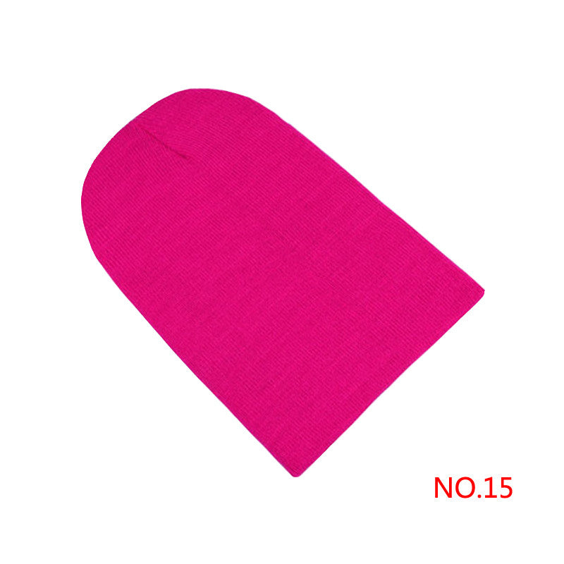 Winter Warm Unsex Knitting Women Men Wool Fluorescence Color Sport Outdoors Tabby Solid Elastic Beanie Hedging Hat Hats
