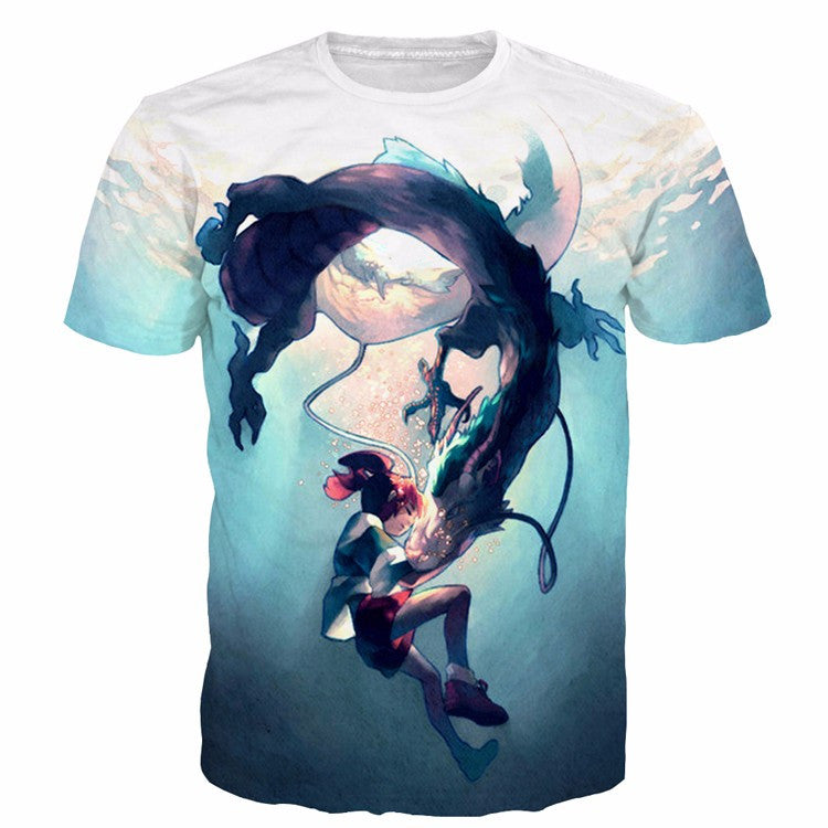 Newest Style Classic Anime Spirited Away tshirts Cartoon Character Ogino Chihiro 3D t shirt Men Women Summer Casual tee shirts
