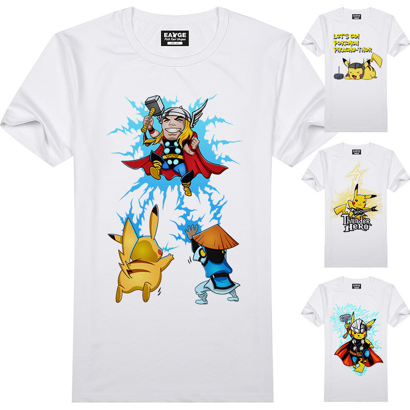 Pokemon Go T Shirt Fashion New Design Pikachu Funny Cool T-shirt Short Sleeve Anime White Printed Tshirt Men Unisex Tee