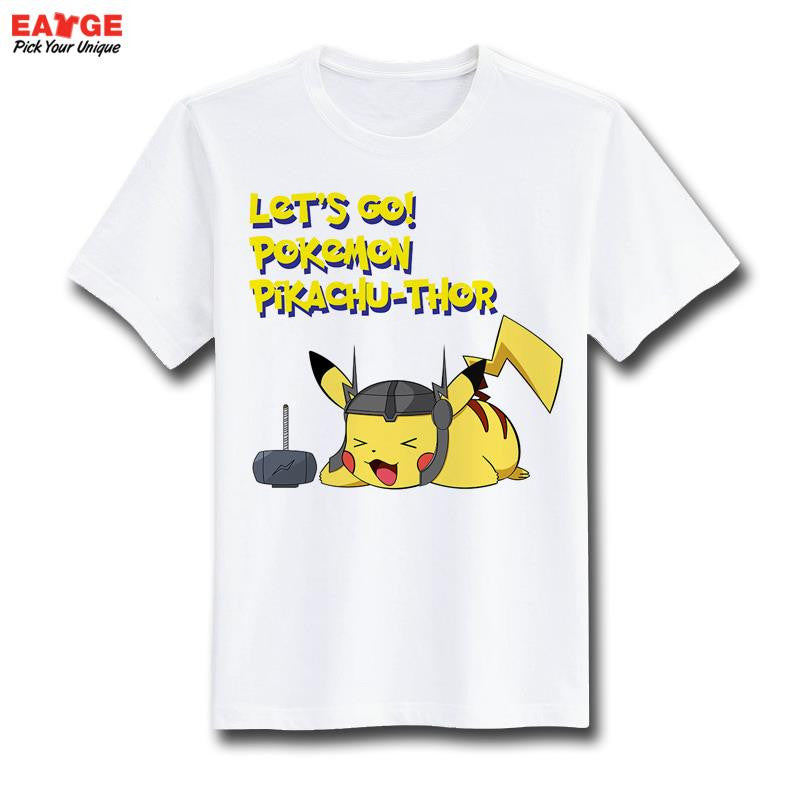 Pokemon Go T Shirt Fashion New Design Pikachu Funny Cool T-shirt Short Sleeve Anime White Printed Tshirt Men Unisex Tee