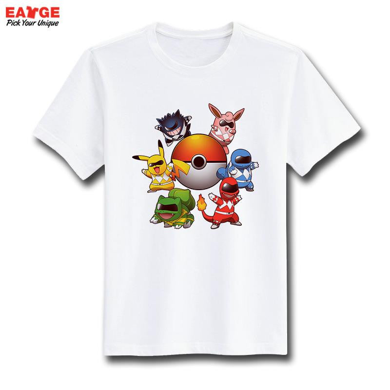 Pokemon Go T Shirt Fashion New Design Pikachu Funny Cool T-shirt Short Sleeve Anime White Printed Tshirt Men Unisex Tee