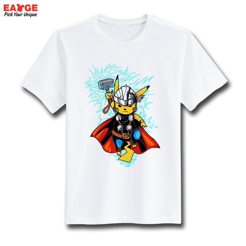 Pokemon Go T Shirt Fashion New Design Pikachu Funny Cool T-shirt Short Sleeve Anime White Printed Tshirt Men Unisex Tee