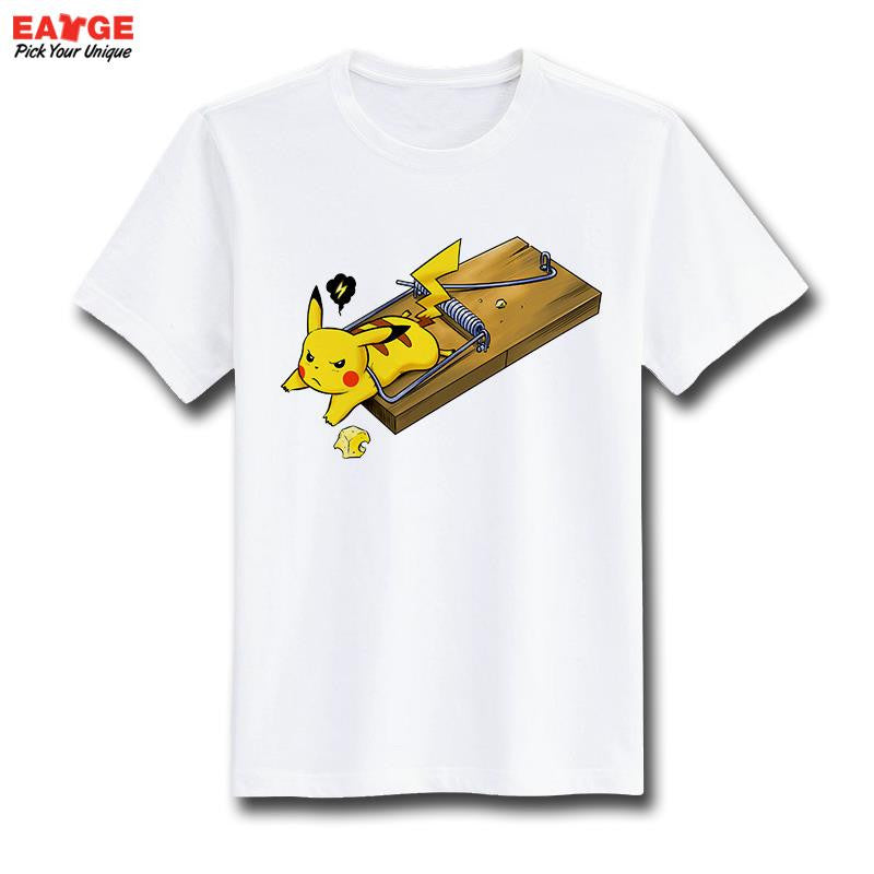 Pokemon Go T Shirt Fashion New Design Pikachu Funny Cool T-shirt Short Sleeve Anime White Printed Tshirt Men Unisex Tee