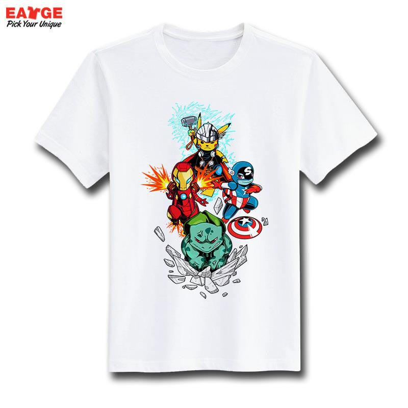 Pokemon Go T Shirt Fashion New Design Pikachu Funny Cool T-shirt Short Sleeve Anime White Printed Tshirt Men Unisex Tee
