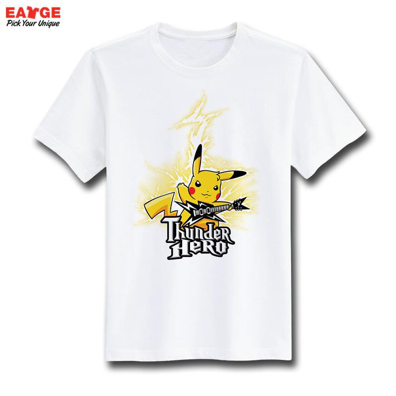 Pokemon Go T Shirt Fashion New Design Pikachu Funny Cool T-shirt Short Sleeve Anime White Printed Tshirt Men Unisex Tee