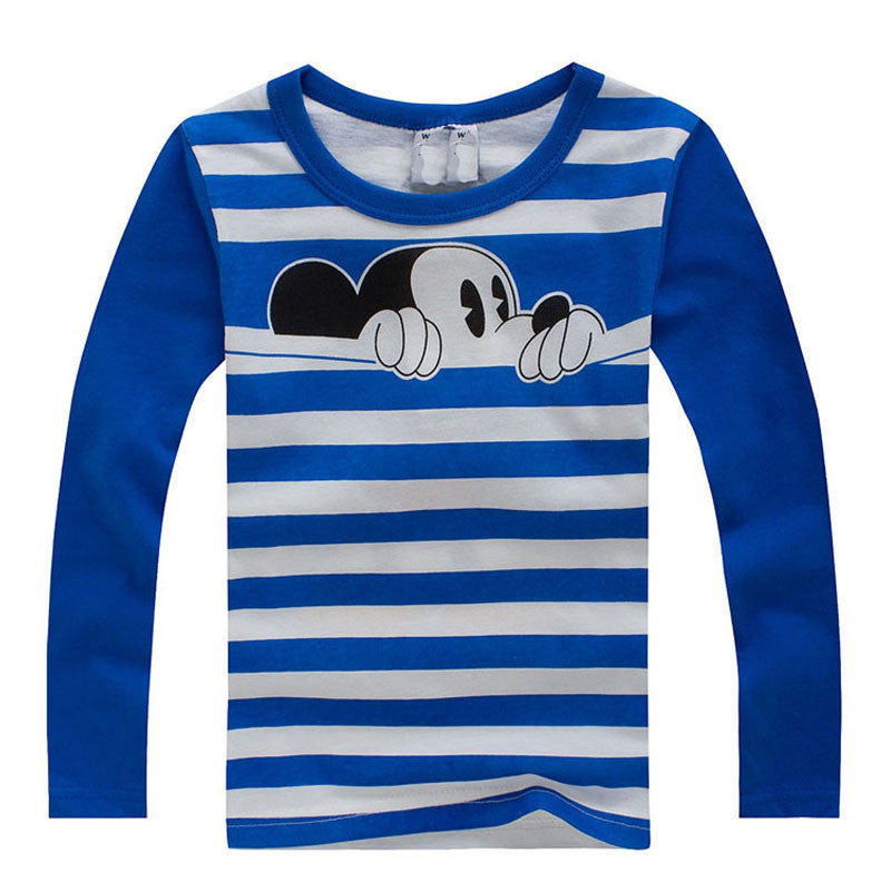 Autumn Winter 100% Cotton Kids T Shirt Cartoon Mouse Long Sleeve Baby Boys Girls T-Shirt Children Pullovers Tee Boys Clothes