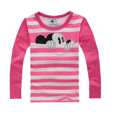 Autumn Winter 100% Cotton Kids T Shirt Cartoon Mouse Long Sleeve Baby Boys Girls T-Shirt Children Pullovers Tee Boys Clothes