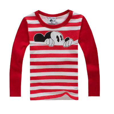 Autumn Winter 100% Cotton Kids T Shirt Cartoon Mouse Long Sleeve Baby Boys Girls T-Shirt Children Pullovers Tee Boys Clothes