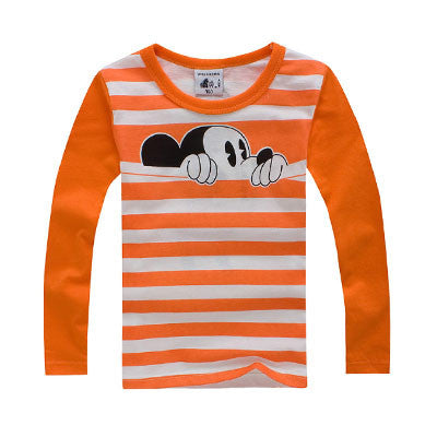 Autumn Winter 100% Cotton Kids T Shirt Cartoon Mouse Long Sleeve Baby Boys Girls T-Shirt Children Pullovers Tee Boys Clothes