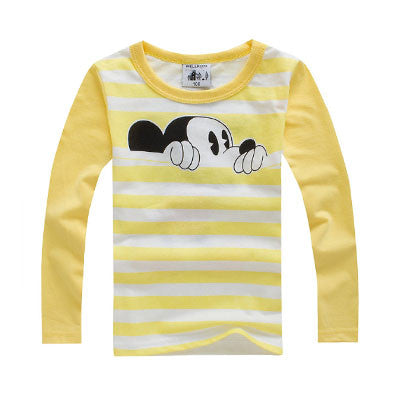 Autumn Winter 100% Cotton Kids T Shirt Cartoon Mouse Long Sleeve Baby Boys Girls T-Shirt Children Pullovers Tee Boys Clothes