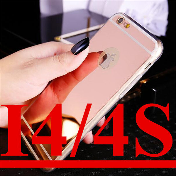 High Quality Fashion Deluxe Electroplating Mirror TPU Clear Soft Phone Case Cover for iPhone 4 4S 5 5S 6S 6 7 Plus Case Cover