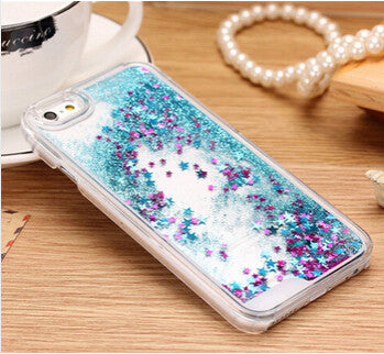 New Fashion Liquid Glitter meteor sand sequins Colorful Dynamic Transparent Hard Mobile Phone Cases For iphone4s/5 SE/6 6s/7Plus