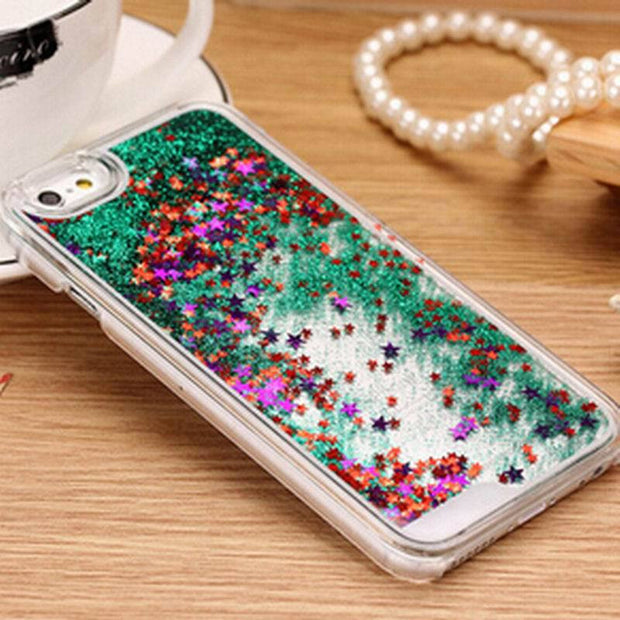 New Fashion Liquid Glitter meteor sand sequins Colorful Dynamic Transparent Hard Mobile Phone Cases For iphone4s/5 SE/6 6s/7Plus