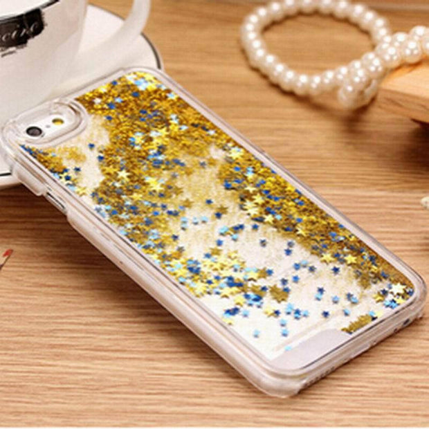 New Fashion Liquid Glitter meteor sand sequins Colorful Dynamic Transparent Hard Mobile Phone Cases For iphone4s/5 SE/6 6s/7Plus