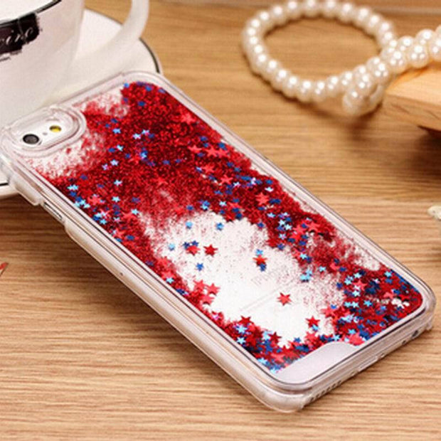 New Fashion Liquid Glitter meteor sand sequins Colorful Dynamic Transparent Hard Mobile Phone Cases For iphone4s/5 SE/6 6s/7Plus