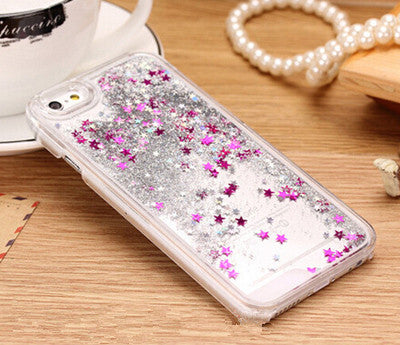 New Fashion Liquid Glitter meteor sand sequins Colorful Dynamic Transparent Hard Mobile Phone Cases For iphone4s/5 SE/6 6s/7Plus