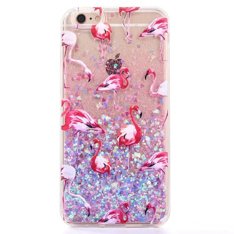 New Fashion Liquid Glitter meteor sand sequins Colorful Dynamic Transparent Hard Mobile Phone Cases For iphone4s/5 SE/6 6s/7Plus