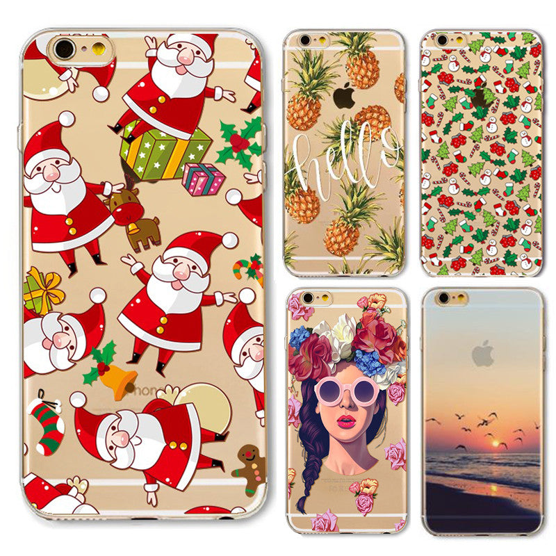New Christmas Panda Pineapple Girl Case for iphone 6 6s Plus 6Plus 5 5s SE soft silicone Protector Cover fundas bag capa Cases