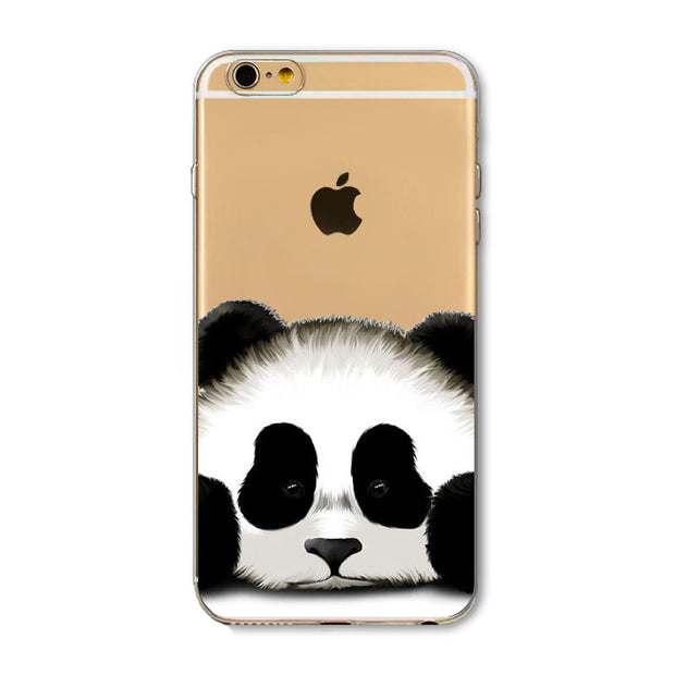 New Christmas Panda Pineapple Girl Case for iphone 6 6s Plus 6Plus 5 5s SE soft silicone Protector Cover fundas bag capa Cases