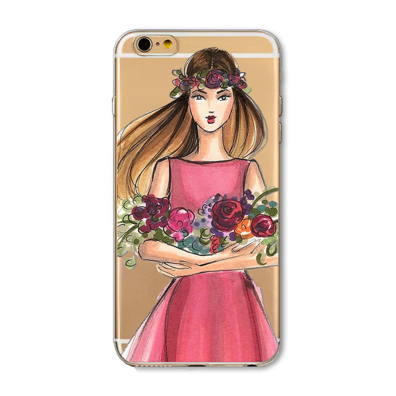 New Christmas Panda Pineapple Girl Case for iphone 6 6s Plus 6Plus 5 5s SE soft silicone Protector Cover fundas bag capa Cases