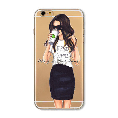 New Christmas Panda Pineapple Girl Case for iphone 6 6s Plus 6Plus 5 5s SE soft silicone Protector Cover fundas bag capa Cases