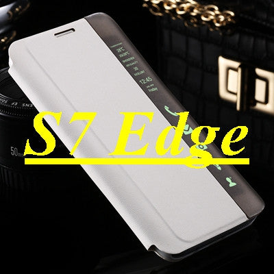 S7 S7 Edge Luxury PU Leather Case Kisscase Original Brand Smart Touch Window View Flip Stand Wake Cover for Galaxy S7 S7 Edge