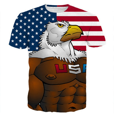 Newest Harajuku Tee Shirt USA America Flag Eagle Prints tshirts Men Women Hipster 3D t shirt Hip Hop Tops