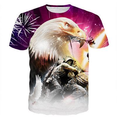 Newest Harajuku Tee Shirt USA America Flag Eagle Prints tshirts Men Women Hipster 3D t shirt Hip Hop Tops