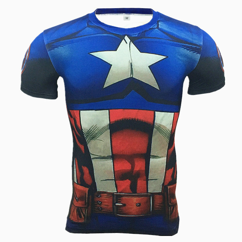 New Fitness Compression Shirt Men Anime Superhero Punisher Skull Captain Americ Superman 3D T Shirt Bodybuilding Crossfit tshirt