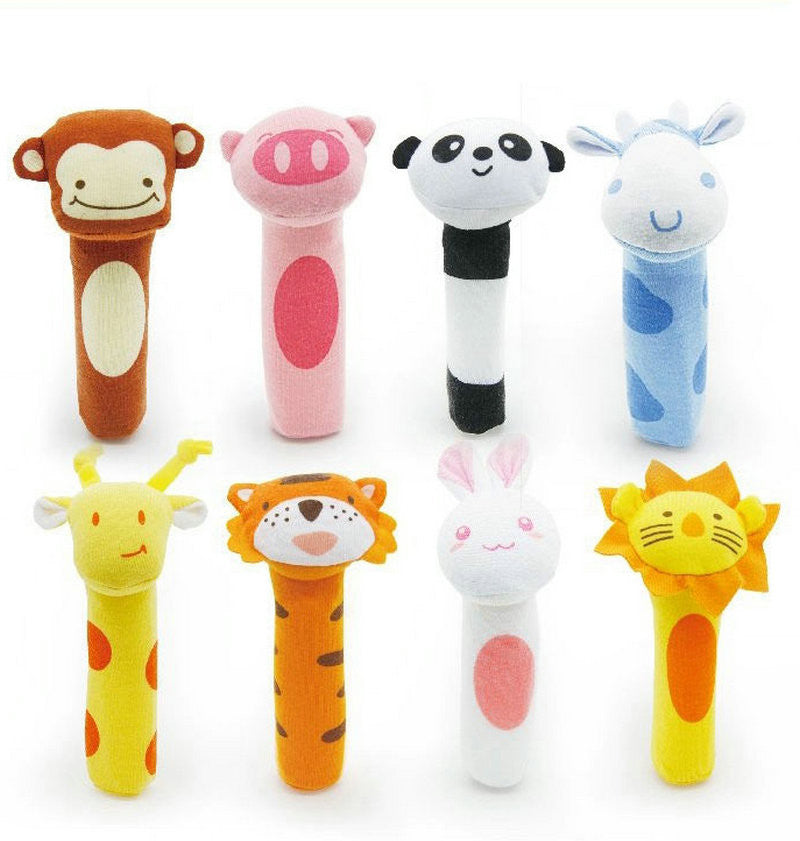 Itty-bitty 2016 New Baby toy BIBI Bar Animal Squeaker Bar Toys Baby Hand Puppet Enlightenment Plush Doll 8 Design KF983