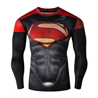 2016New Fashion Fitness Compression Shirt Men Cosplay Male Crossfit Plus Size Bodybuilding 3D Printed Batman Superman Tshirt