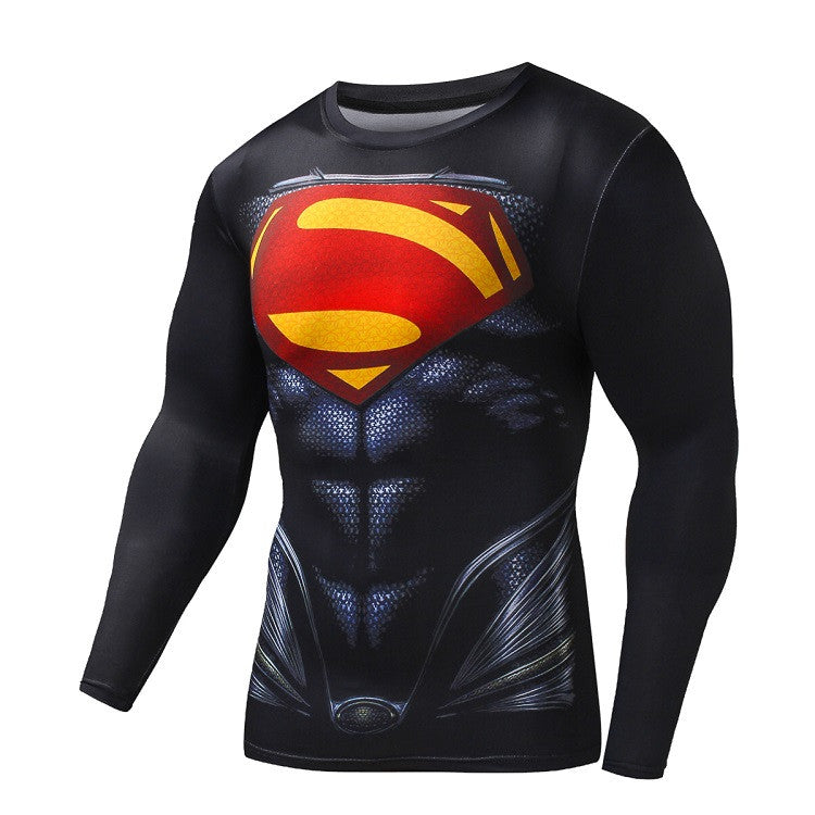 2016New Fashion Fitness Compression Shirt Men Cosplay Male Crossfit Plus Size Bodybuilding 3D Printed Batman Superman Tshirt