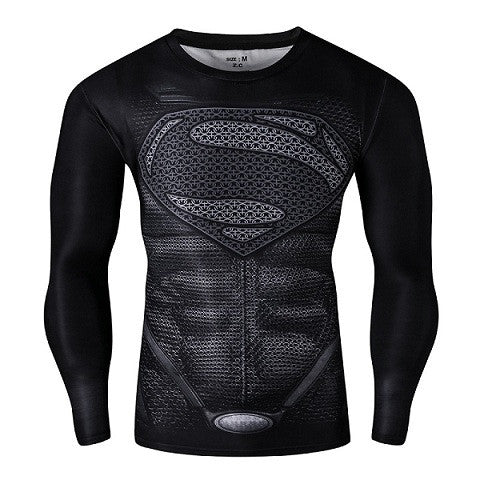 2016New Fashion Fitness Compression Shirt Men Cosplay Male Crossfit Plus Size Bodybuilding 3D Printed Batman Superman Tshirt