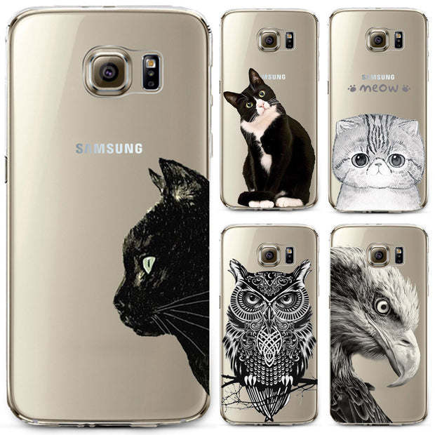 Phone Case For Samsung S4 S5 S6 S6edge S6edge+ S7 S7edge N4 N5 Soft TPU Silicon Transparent Thin Cover Cute Cat Owl Animal Cover